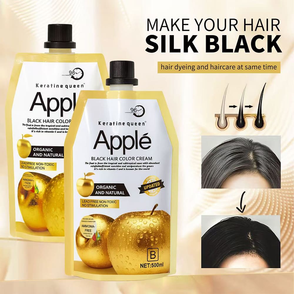 keratine queen glod apple black hair color cream ammonia free