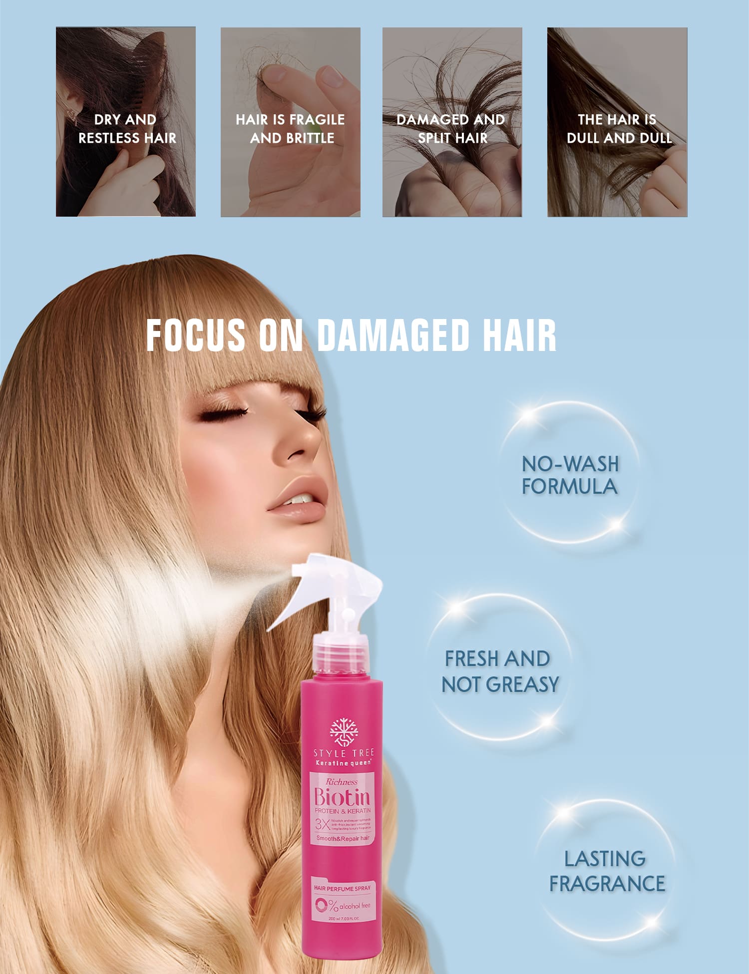 style tree richness biotin hair perfume spray 3x anti frizz