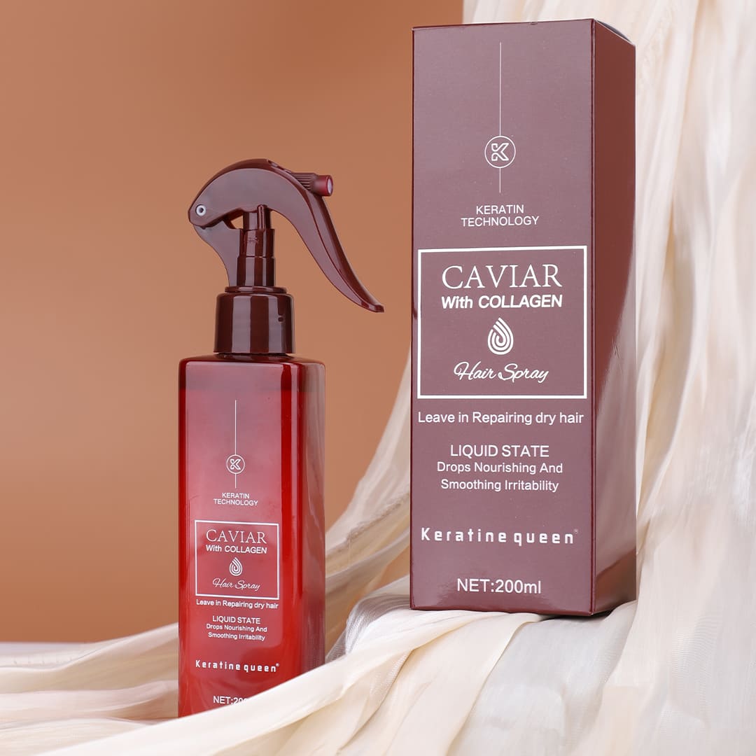 Keratine queen caviar hair spray with original gift box