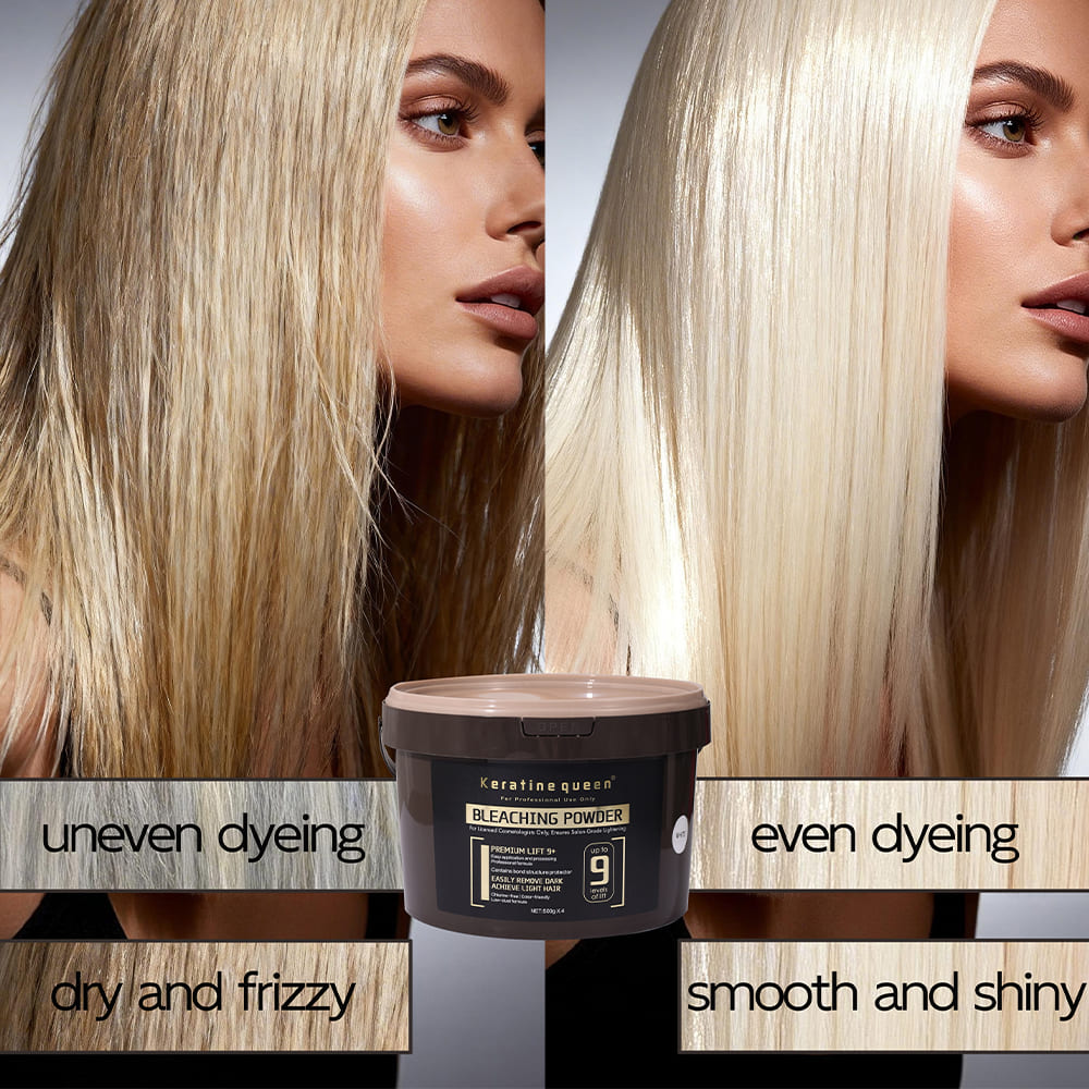 Keratine queen wholesale hair bleach powder blonde before after comparison