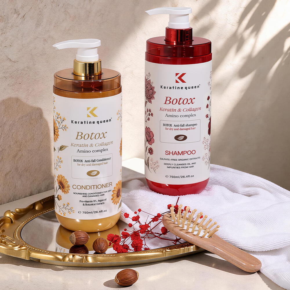 Keratine queen wholesale botox hair care set full display