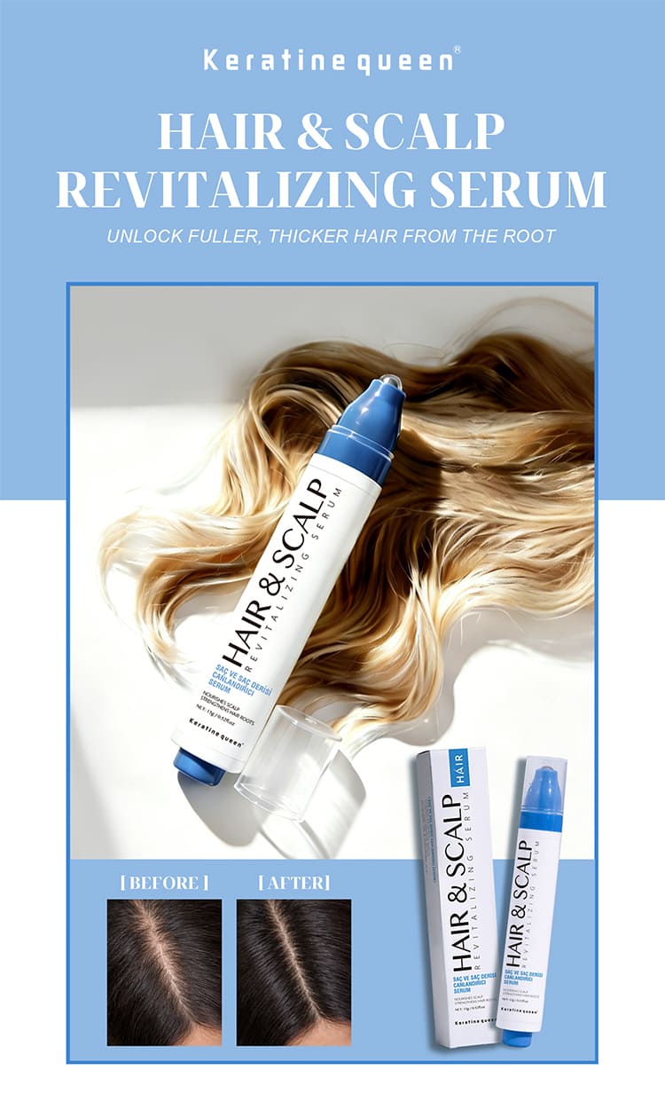 Keratine Queen scalp serum before after thicker fuller hair